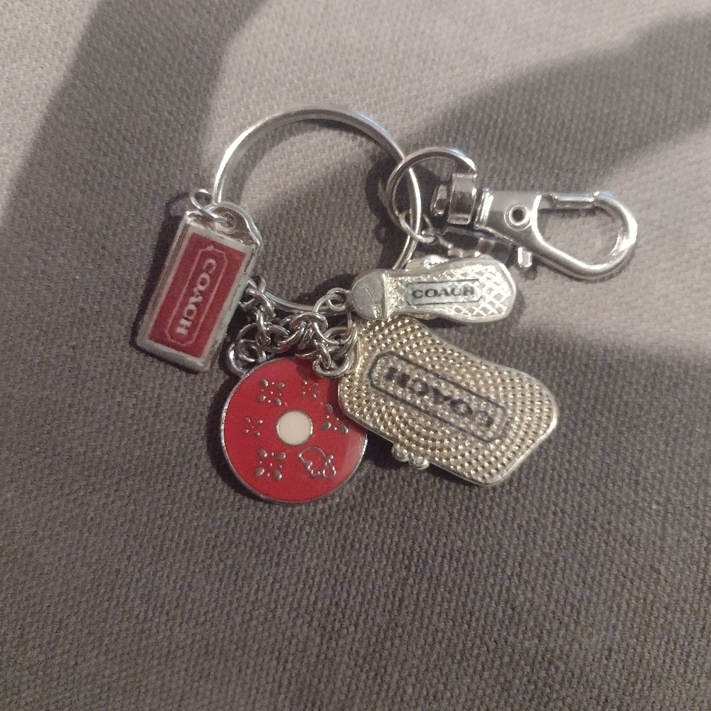 Coach Red and Silver Charm Keychain - Picture 2 of 3